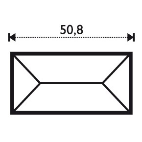 Avfasning rektangel Glas Klar 2,54 x 5,08cm